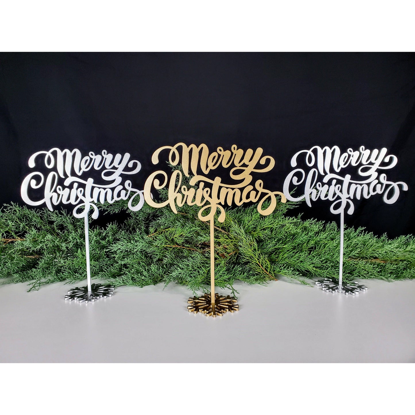 Merry Christmas on snowflake base - MercerMetal