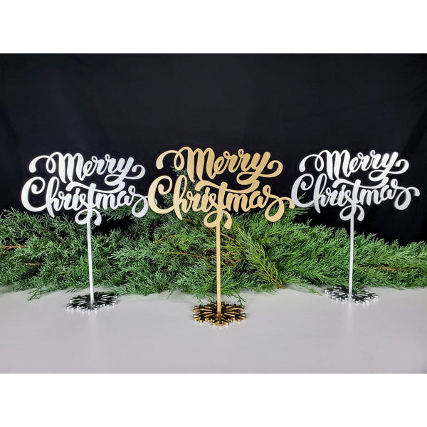 Merry Christmas on snowflake base - MercerMetal