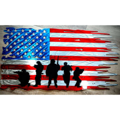 Square Tattered Veteran Flag - Aluminum - MercerMetal