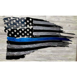Thin Blue Line Tattered Flag - ALUMINUM - MercerMetal